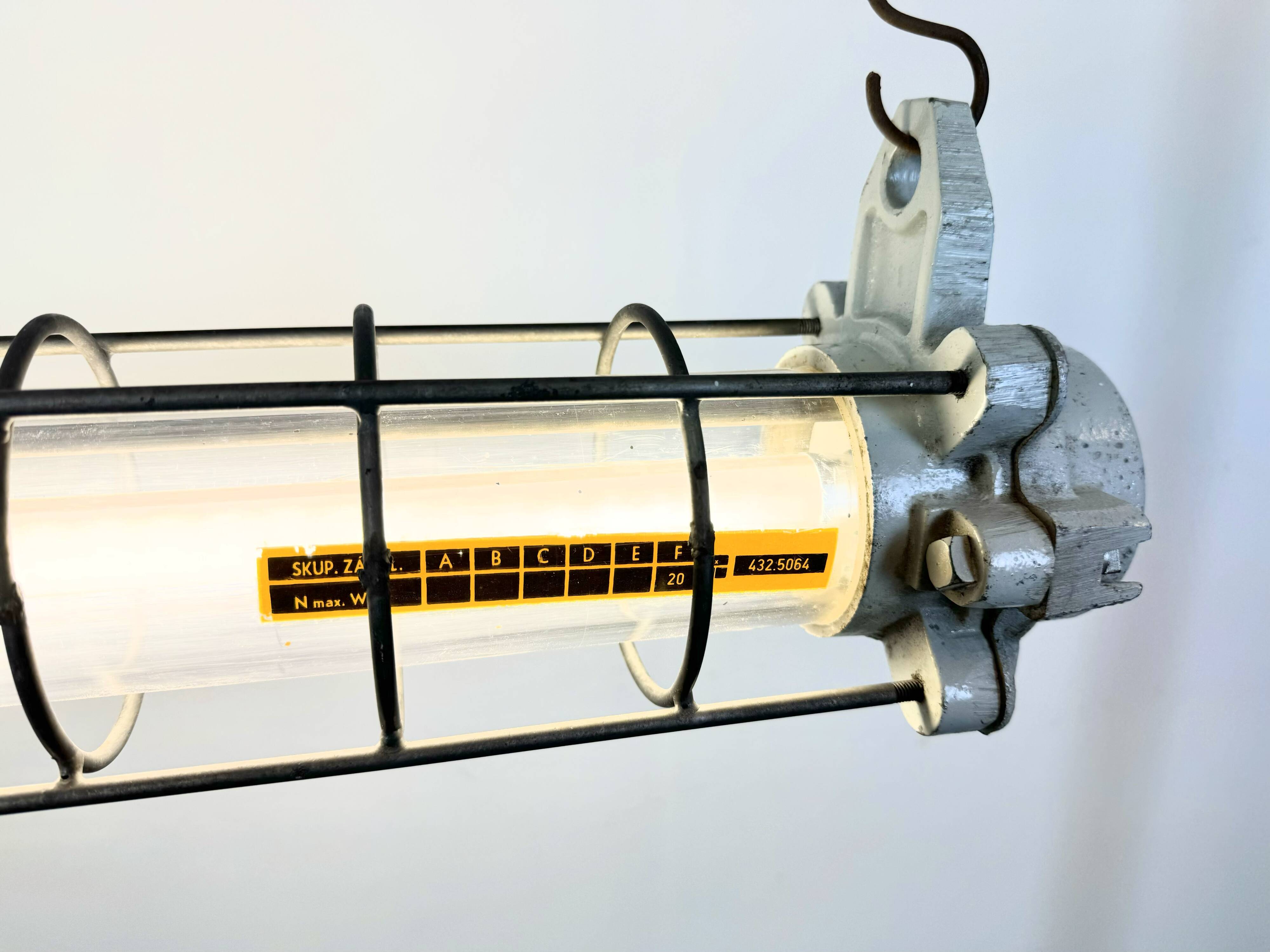 Grey Industrial Hanging Tube Light from Elektrosvit, 1980s