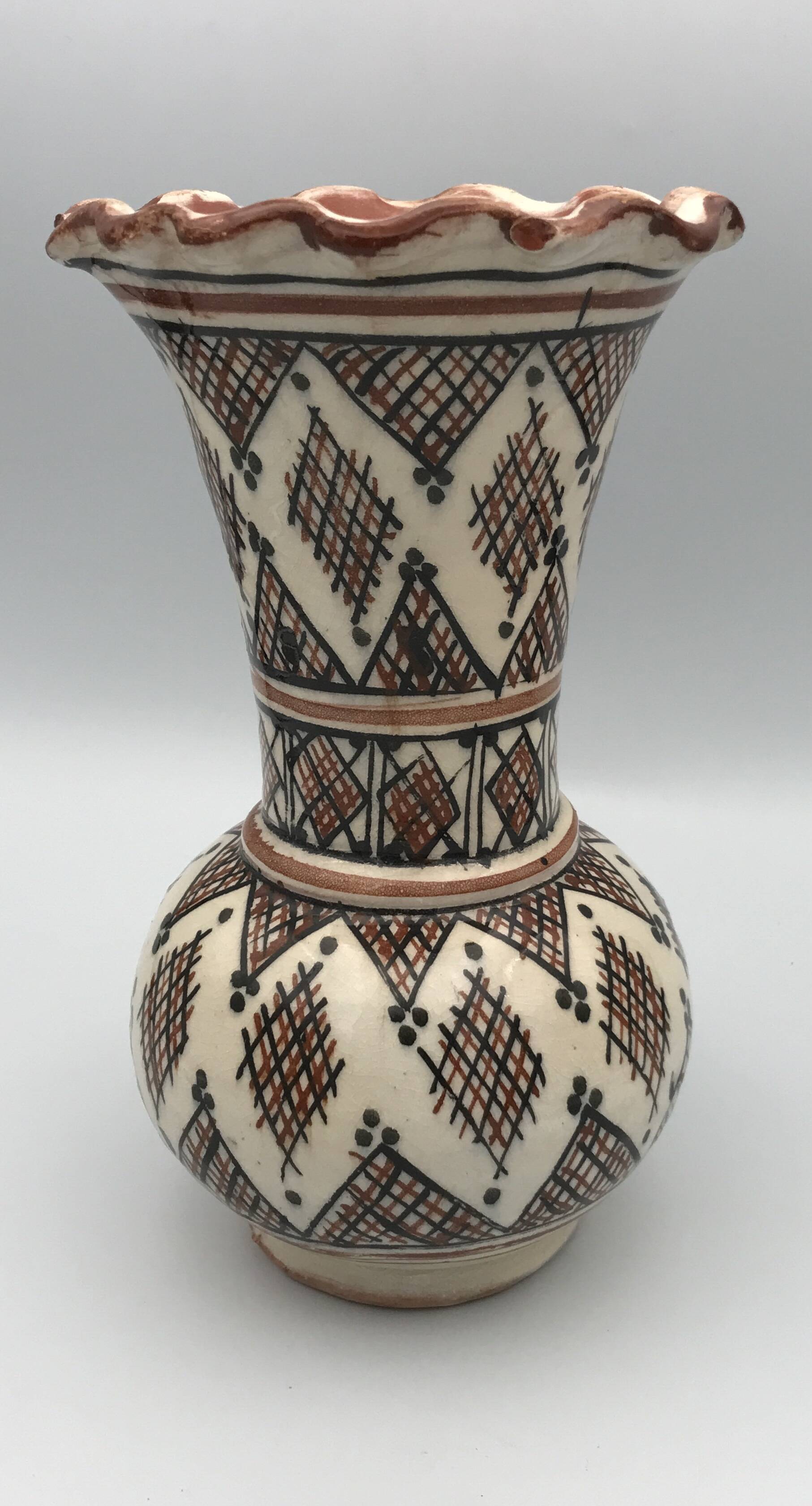 Vintage safi glazed ceramic vase with collar
