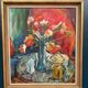 Original Scandinavian Oil On Panel – Unknown Artist – “Vase” – Vintage & Framed – 70 × 79 Cm