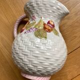 Slip pitcher with fruit and wicker patterns