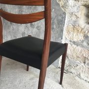 Pair of Scandinavian chairs Ameublement NF black imitation leather and teak - 1960
