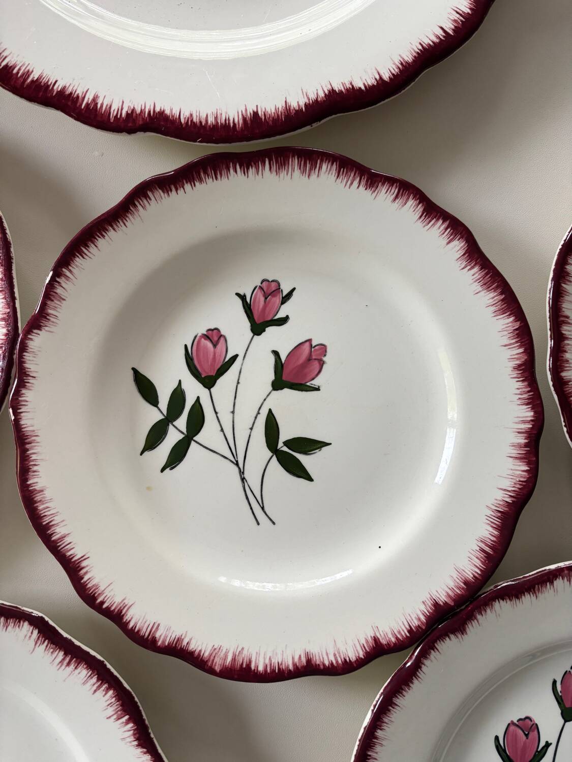 Salins dessert plates and platter, Cerilly model