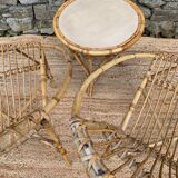 Rattan living room, set of 2 armchairs and a coffee table