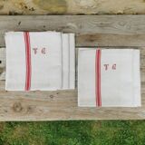 5 old monogrammed tea towels