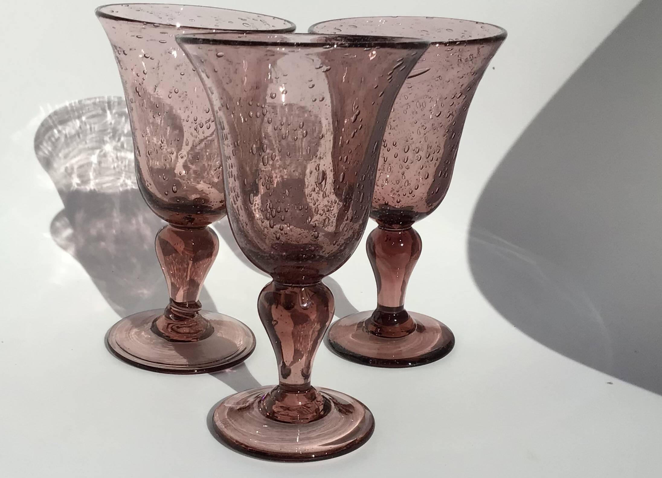 3 Biot stamped water glasses