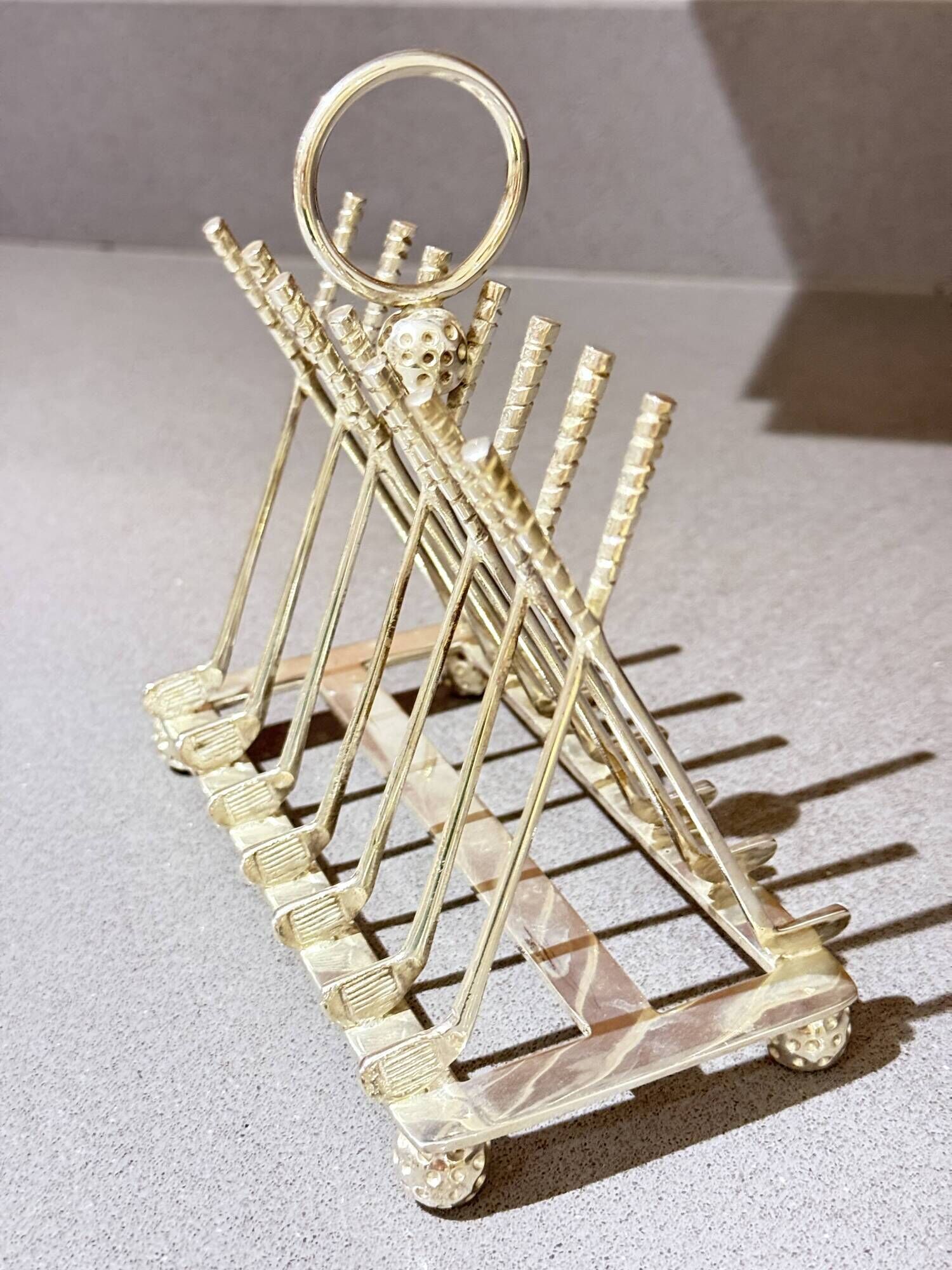 Art Deco Silver Plated Golf Ball and Club Toast Rack – Vintage Luxury Tableware