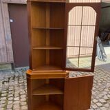 English Victorian corner display cabinet in solid wood and marquetry