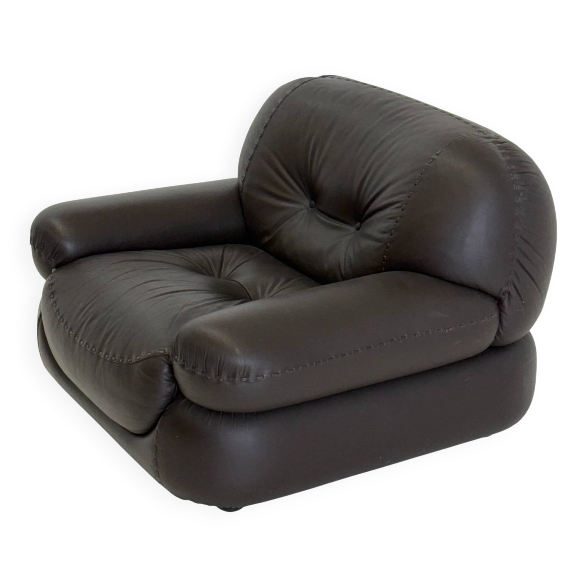 Dark brown leather Sapporo armchair for Mobil Girgi
