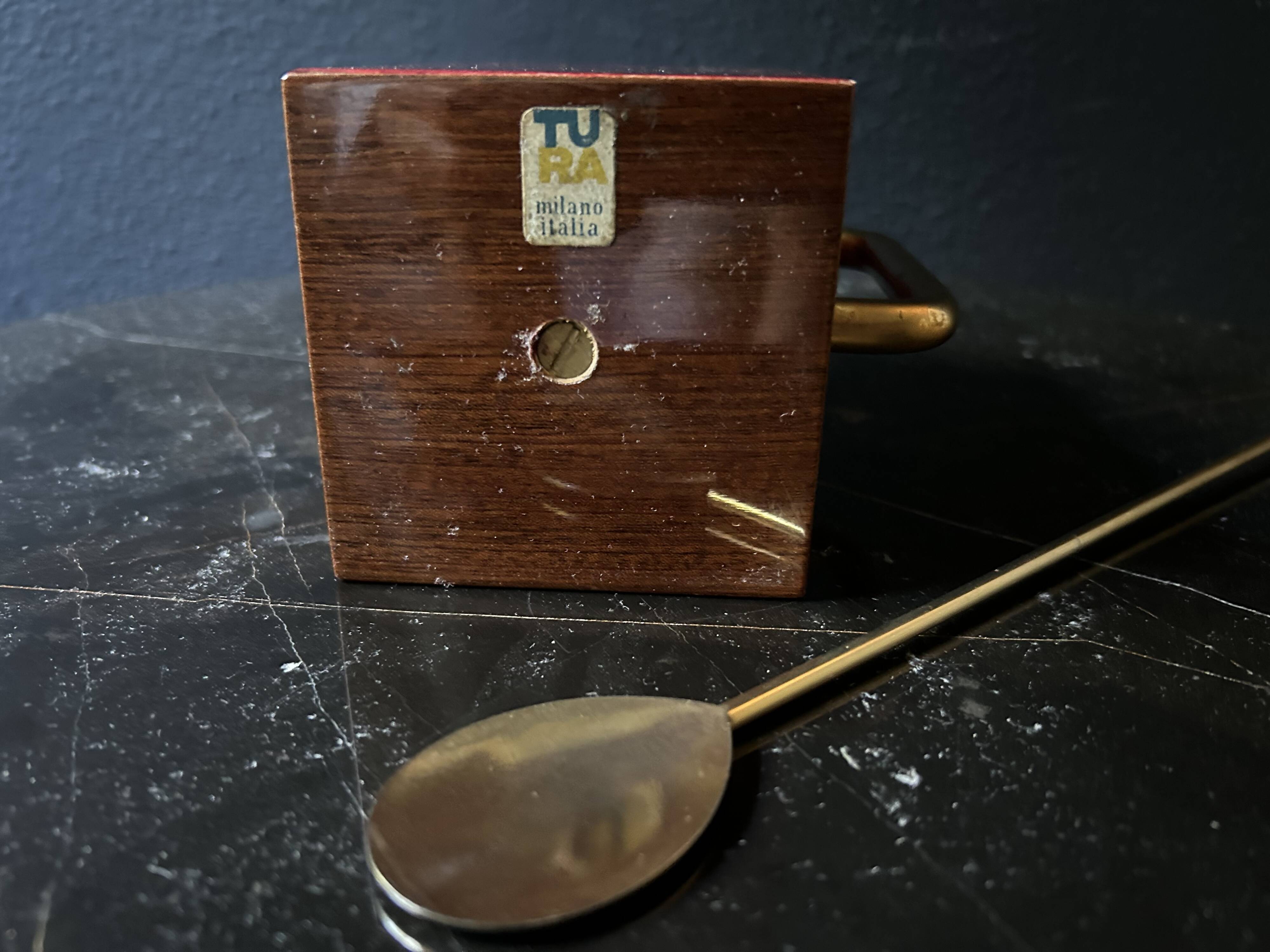 Aldo Tura red mixing pitcher with mixing spoon, Italy 1970s