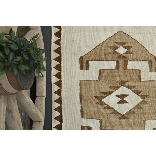 1970s Vintage Turkish Hand-Knotted Wool Cotton Beige Runner Rug 96x343
