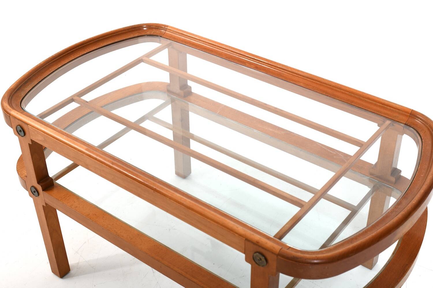 Oval Art Deco Sofa Table with Brass Dekor Denmark 1930s