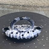 Midnight blue and white glazed ceramic flower pick, 1960/1970, vintage