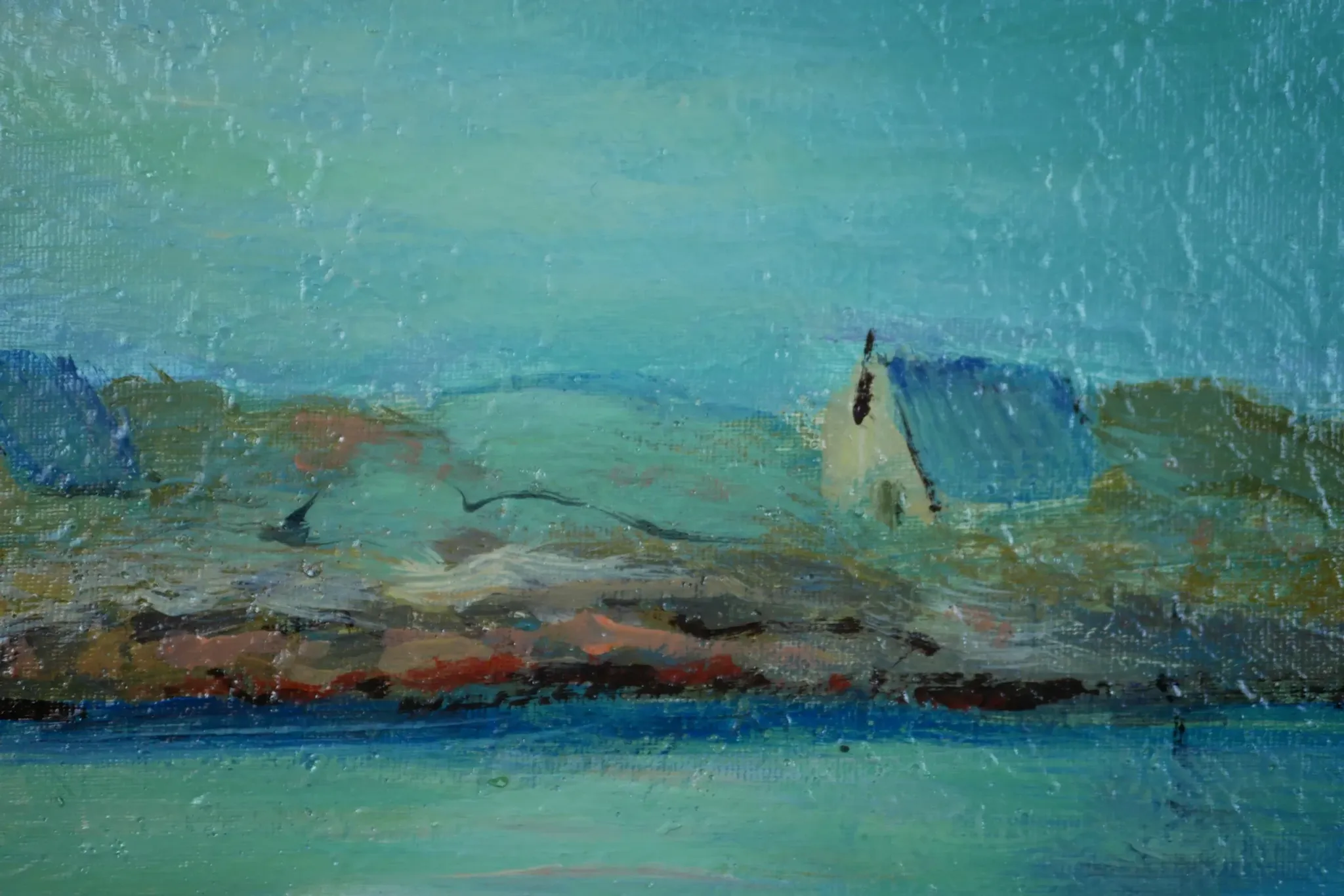 Michel Pabois - By the Sea - Oil on canvas signed.