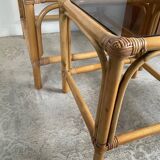 Duo of vintage rattan coffee tables from the 60s-70s