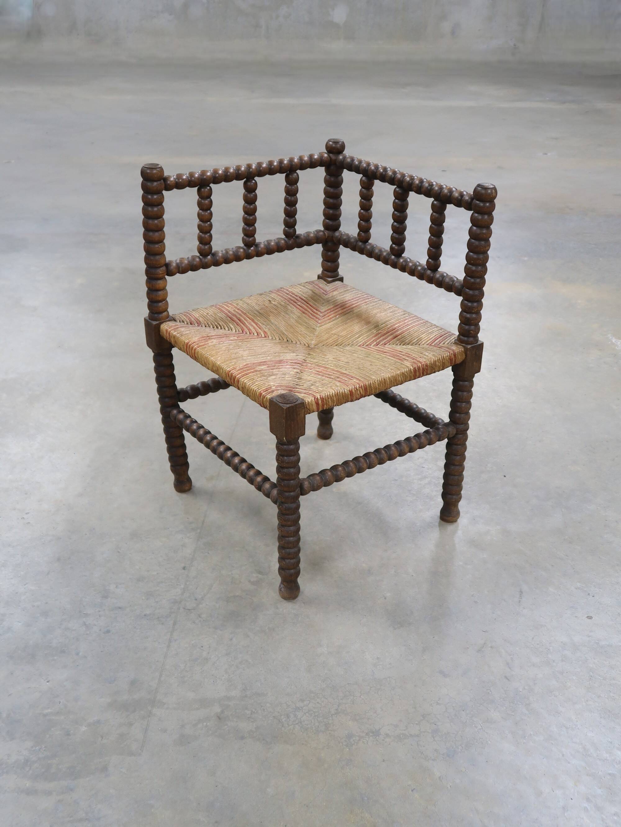 Vintage wooden coil corner chair