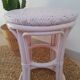 Vintage powder pink rattan stool