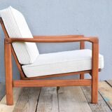 Original Scandinavian armchair, upholstered, beige corduroy, 1960s