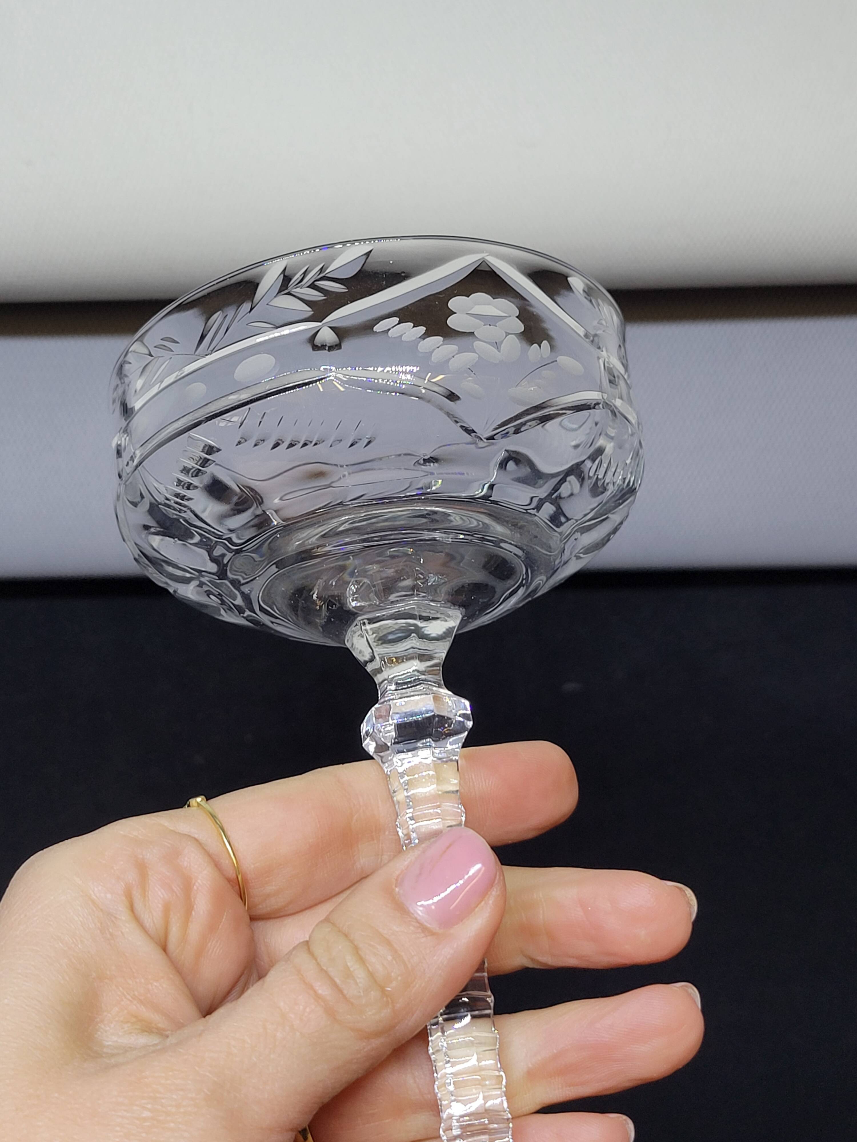 4 Libbey Rock Sharpe Crystal Champagne Coupes