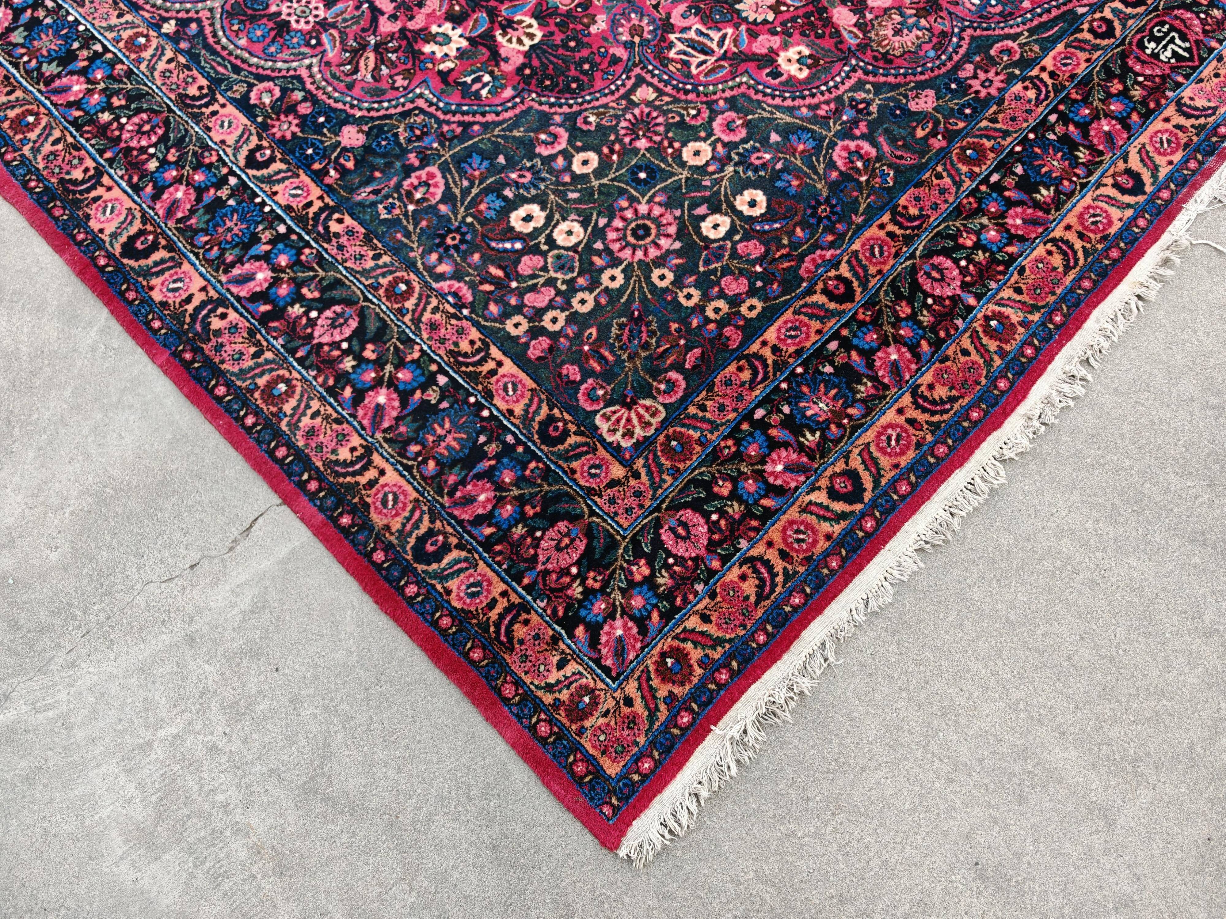 XXL hand-knotted Persian Mashad Moud carpet in wool, 1930s