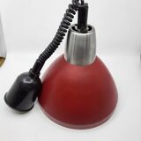 Vintage 1950s Red Metal Industrial Pendant Light