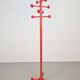 Postmodern Red Stained Beech Coat Rack with Balls, Italy, 1970s