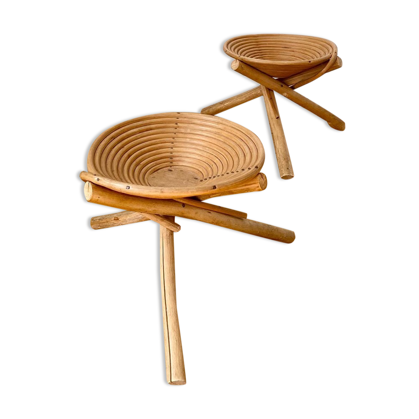 Pair of ethnic rattan stools