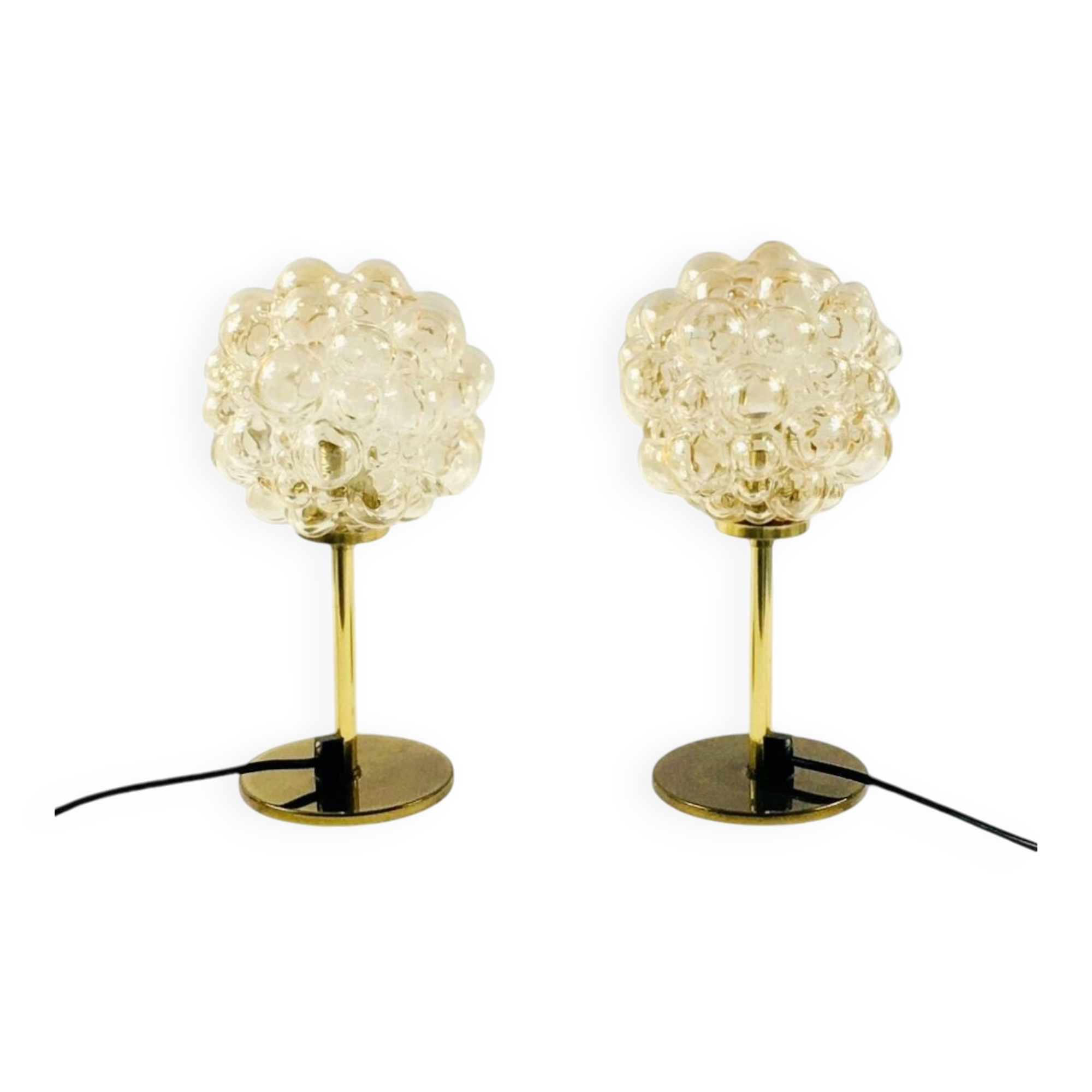 Pair of Mid-Century Bubble Glass Table Lamps by Helena Tynell, Germany, 1960s