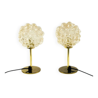 Paire de lampes de table en verre bullé du milieu du siècle par Helena Tynell, Allemagne, années 1960