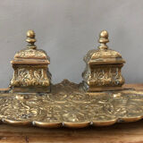 Inkwell late nineteenth in gilded bronze