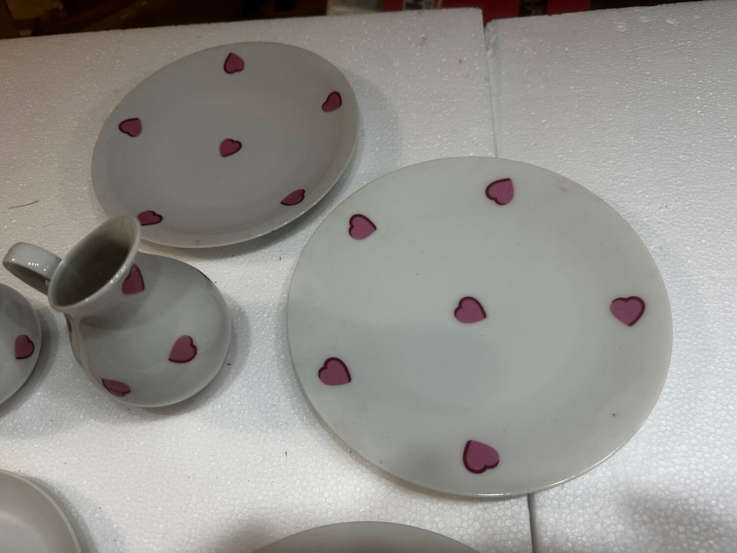 Breakfast Service D. Porthault Limoges Pink Hearts 10 Pcs