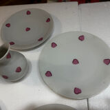 Breakfast Service D. Porthault Limoges Pink Hearts 10 Pcs