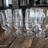 Set of 12 vintage champagne flutes on low crystalline stand