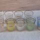 Vintage liqueur service from the 50s/60s — Decanter, 9 pastel glasses & tray