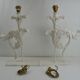 Pair of legs of wood metal table lamps foliage decoration Design: Ivory White