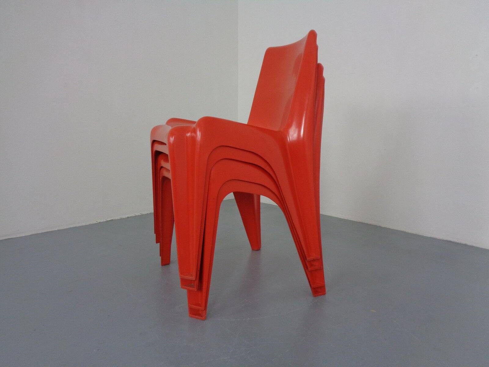 B1171 Fiberglass Stacking Chairs by Helmut Bätzner for Bofinger, 1960s, Set of 4