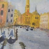 Huile sur panneau du Grand Canal à Venise