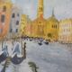 Huile sur panneau du Grand Canal à Venise