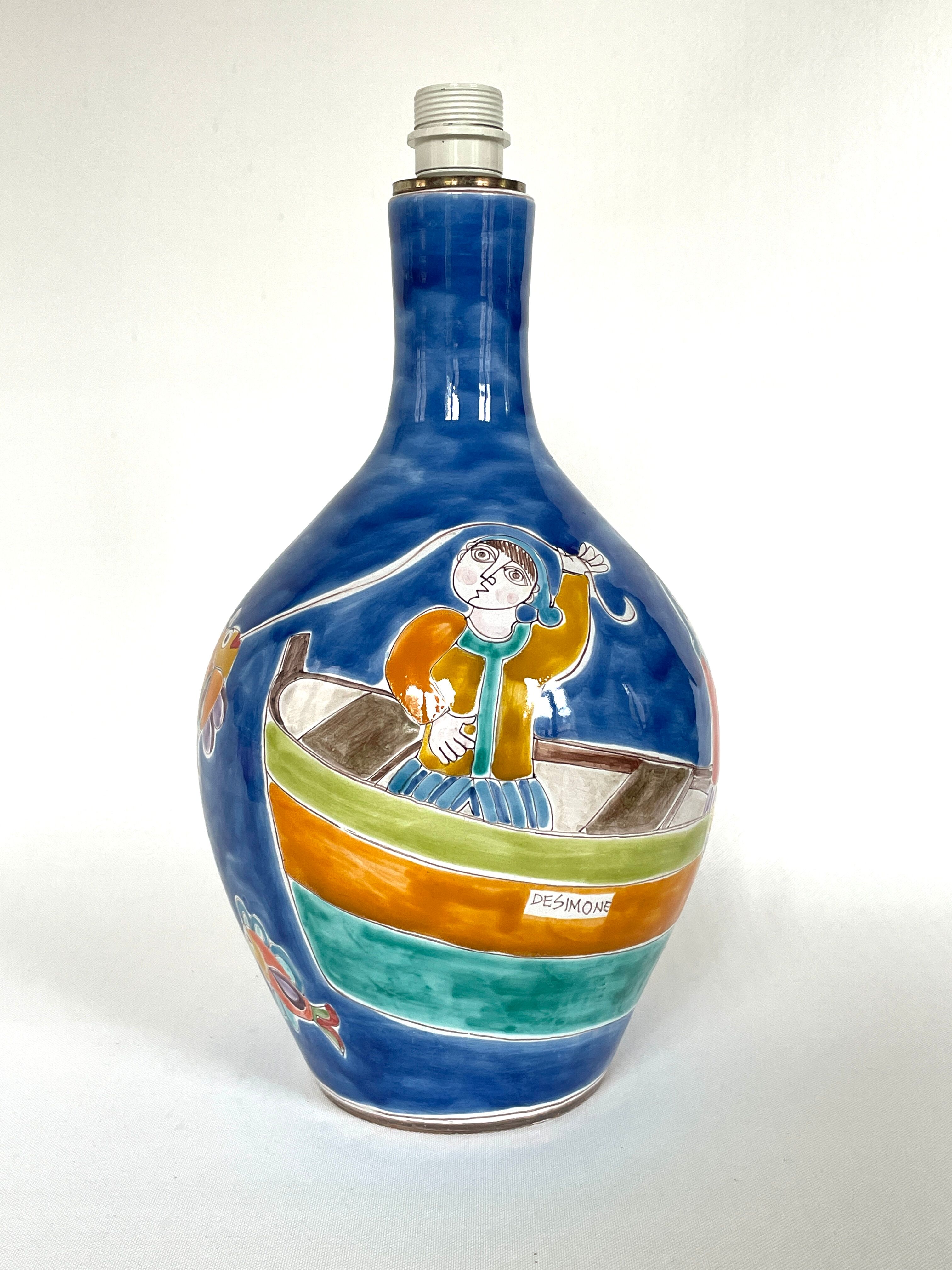 Vintage ceramic lamp foot by Giovanni De Simone, 1970's, Italy