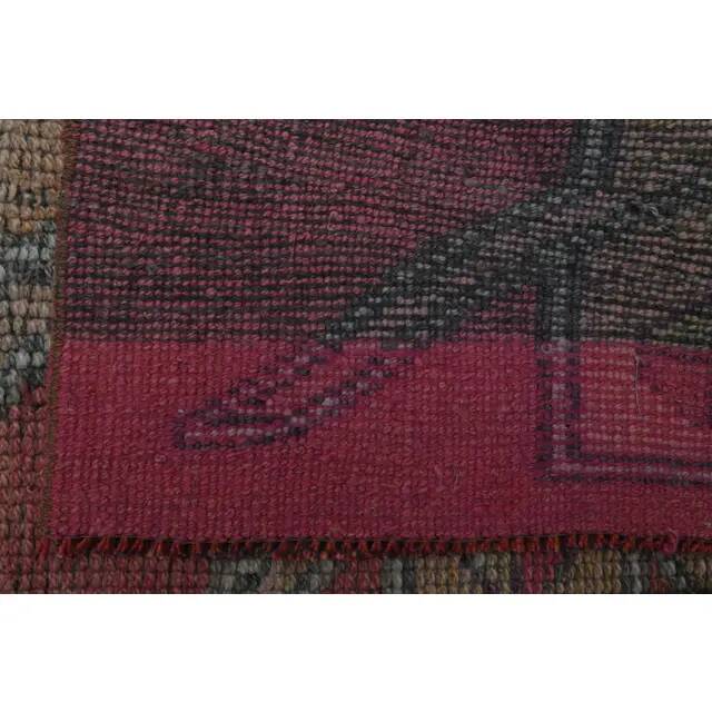1970s Vintage Turkish Handmade Wool & Cotton Pink Runner Rug 76x344