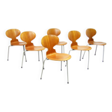 Six Chaises Ant en Teck par Arne Jacobsen pour Fritz Hansen