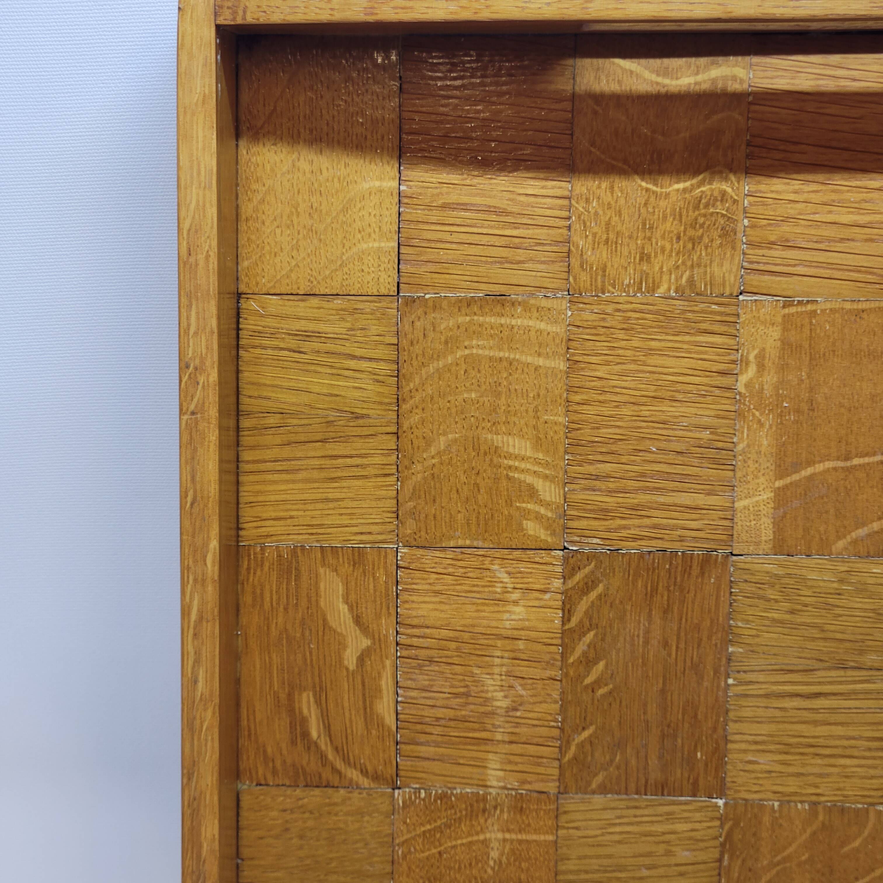 Vintage scandinavian serving tray in marquetry wood
