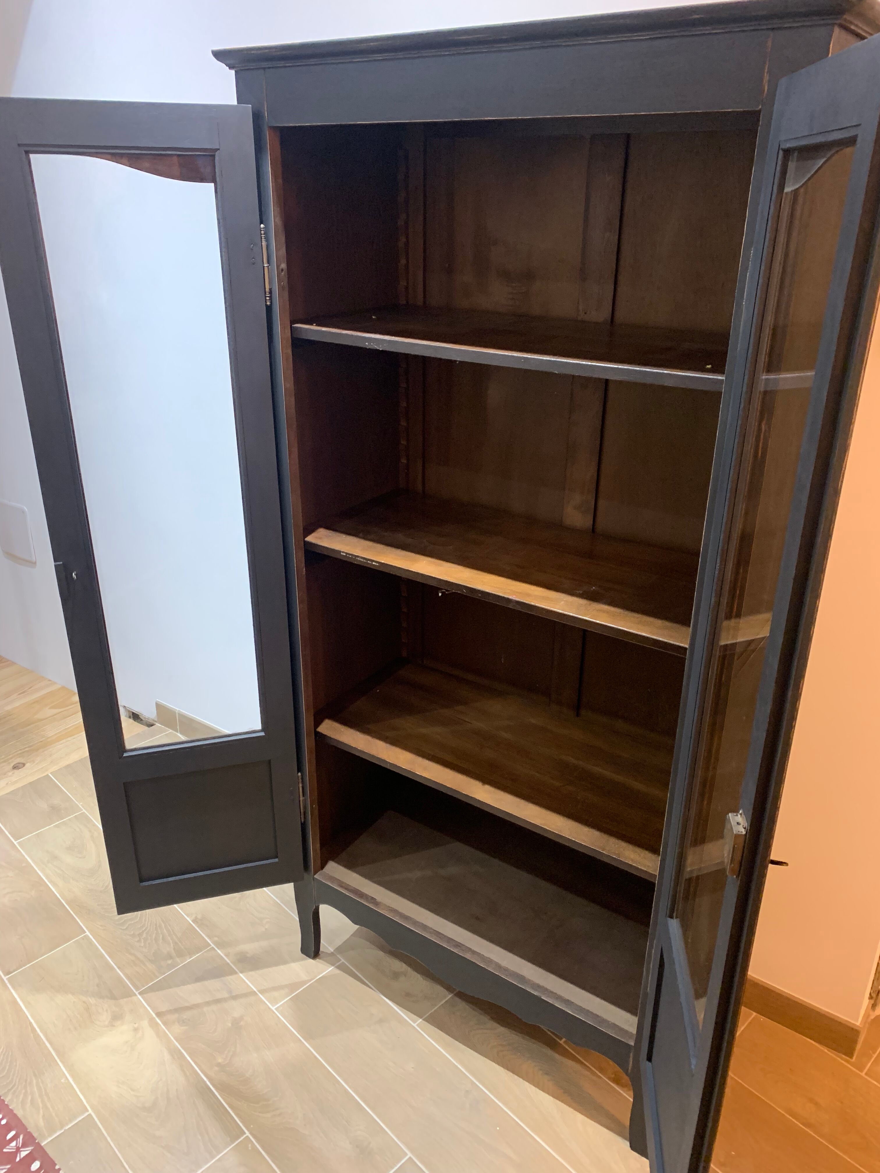 Showcase style Louis XV Parisian wardrobe matte black