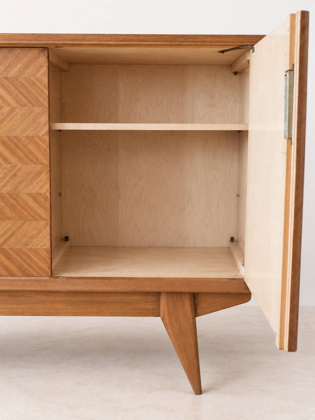 Teak enfilade with herringbone pattern from the 1950s.