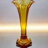 Val Saint Lambert Art deco vaas, serie Luxval model Américain M, amber