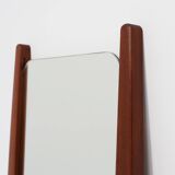 Miroir mural vintage organique scandinave des années 1960 en bois de teck massif