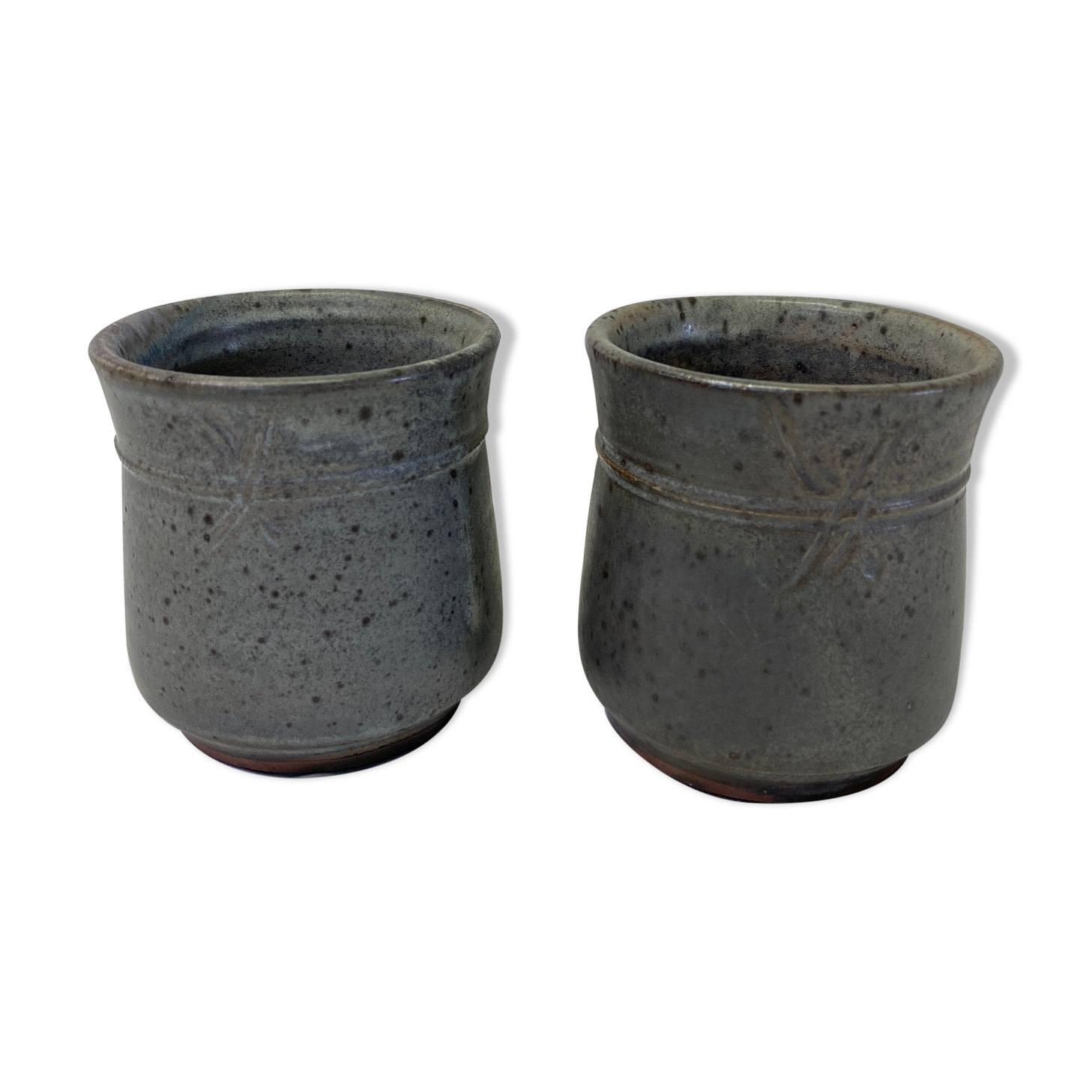 Set of 2 signed blue sandstone cups