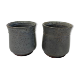 Set of 2 signed blue sandstone cups