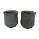 Ensemble de 2 tasses en grès bleu signées