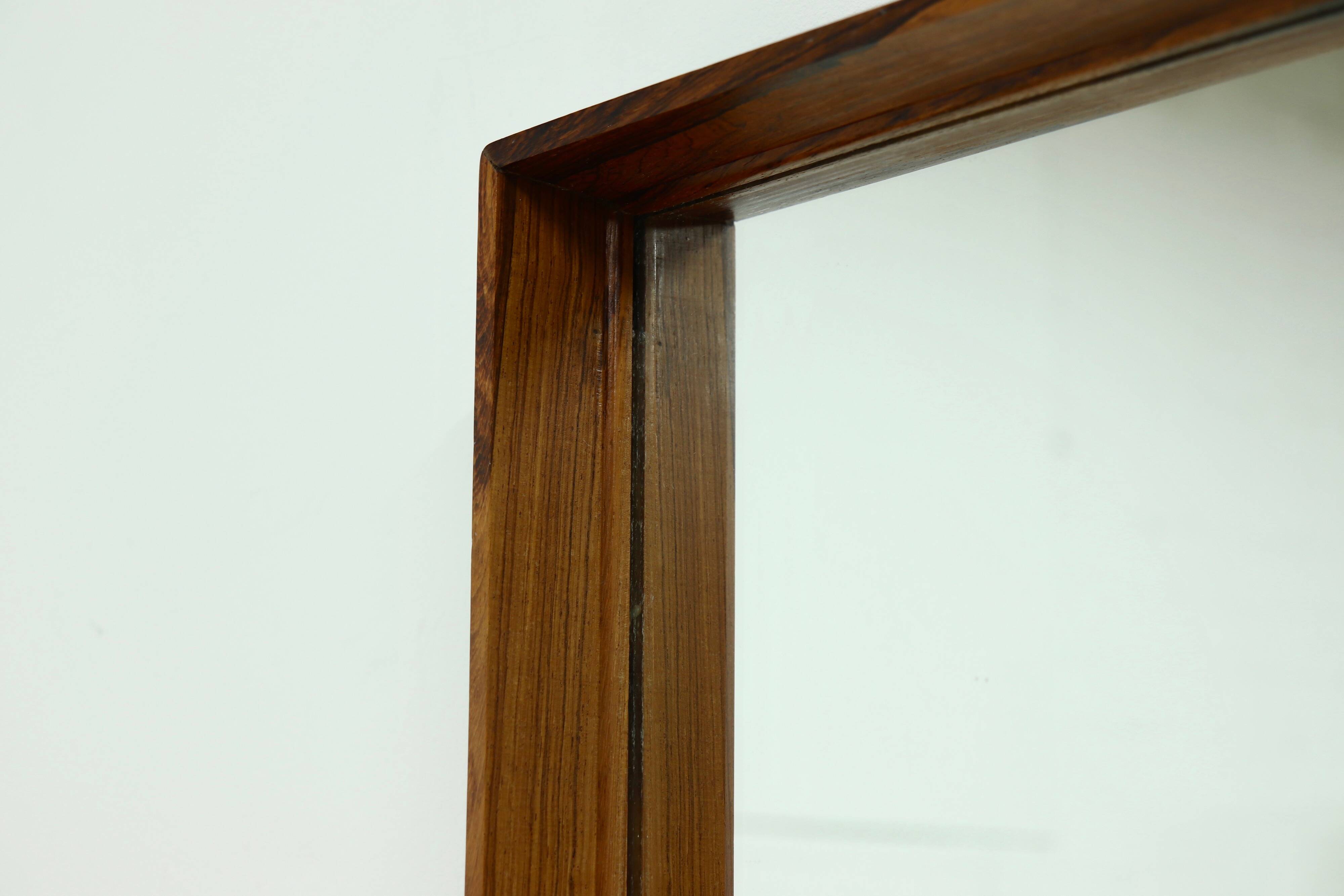 Large Scandinavian Rectangular Rosewood Mirror 1960s