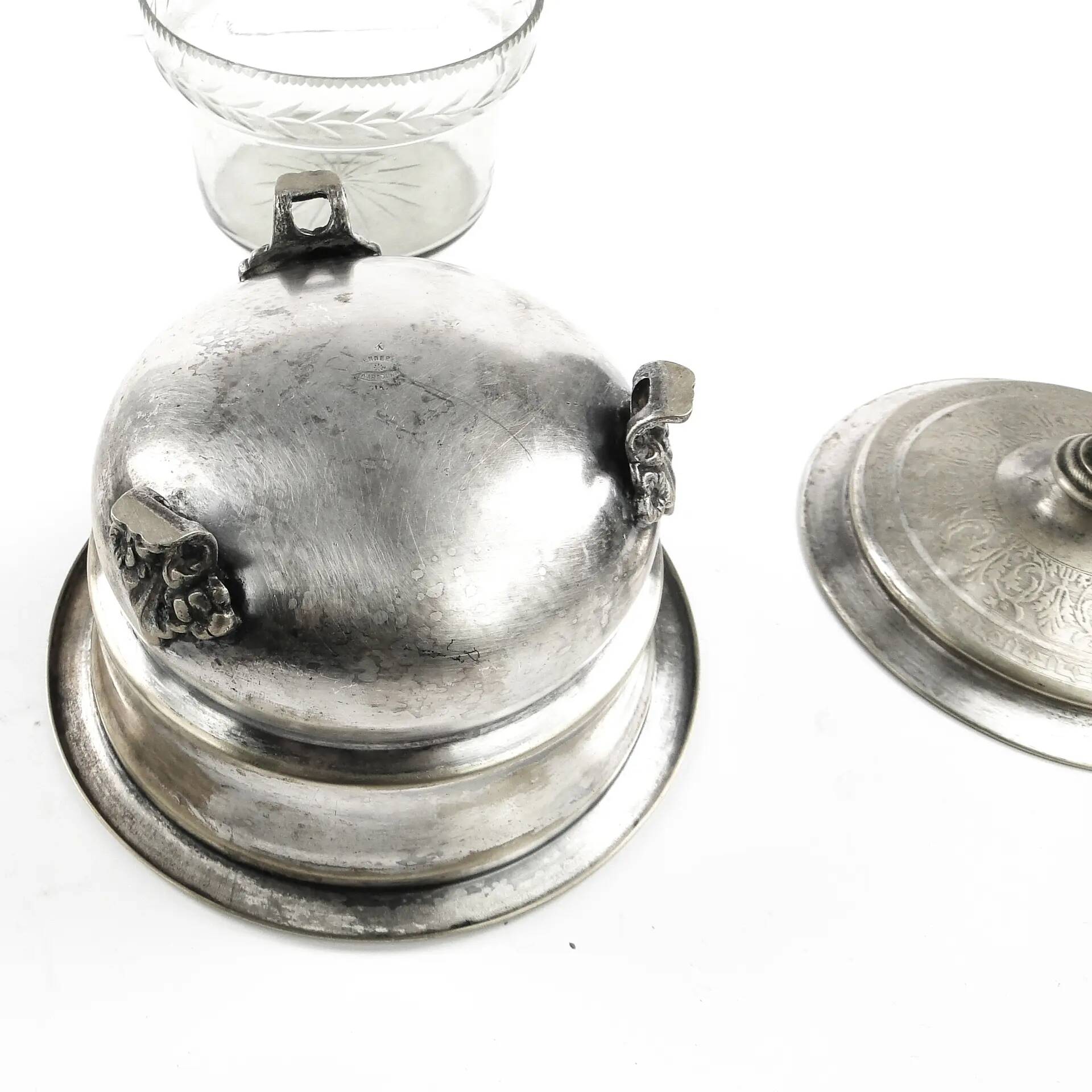 Eclectic caviar server, silver-plated brass, Henneberg Brothers, Poland, 19th century
